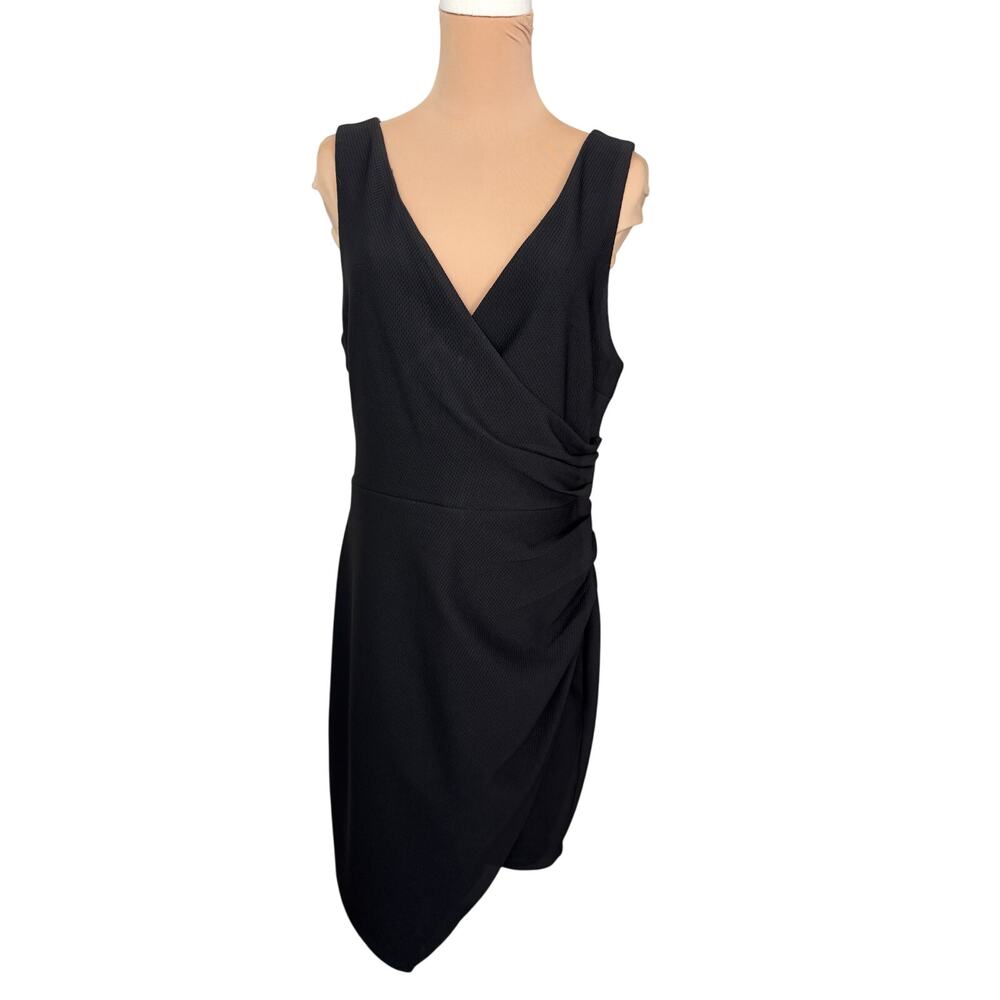 Bisou Bisou Black Faux Wrap Cocktail Dress Women’s 12 V-Neck Party LBD